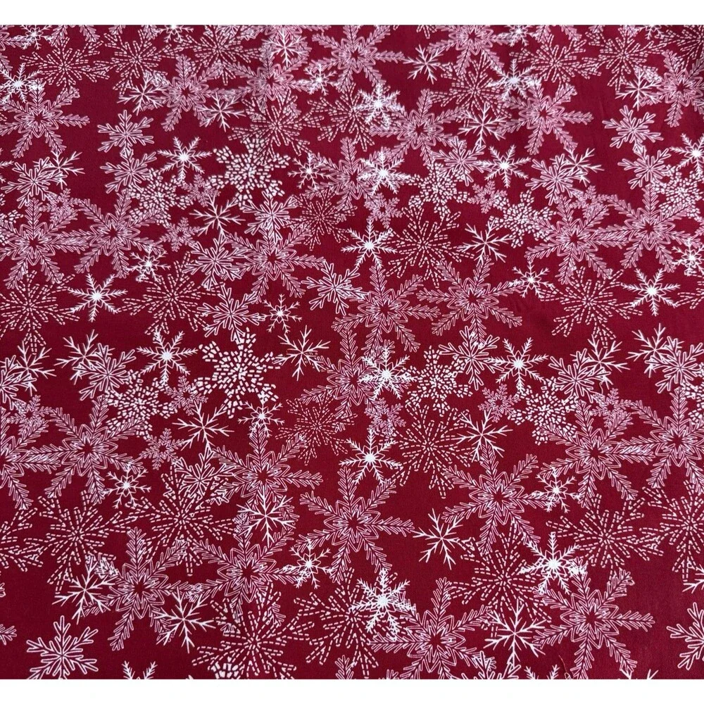 Snowflake Fabric on Red Quilt Cotton Joann's Blender Christmas Winter 2yd x 44